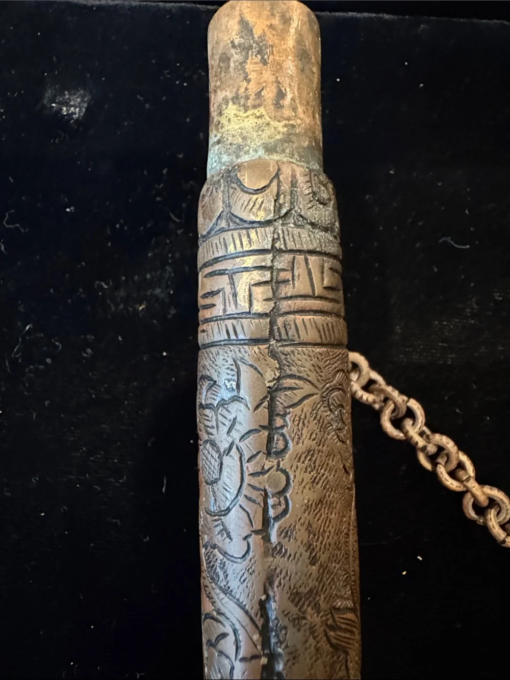 Antique Copper Scroll Holder or Prayer Tube of Asian or Middle Eastern origin